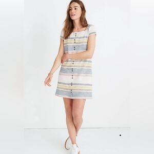 Madewell Texture & Thread 100%Cotton Cap Sleeve Striped dress Size S